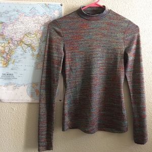 Y2K style Shimmery Mock Neck shirt